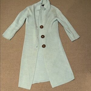 Elegant Women's Light Blue Long Sweater Coat